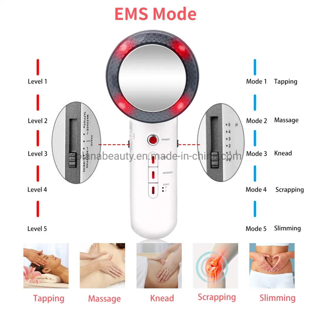 3 in 1 Tens EMS Massage Infrared Therapy Beauty Device for Home Use with Ultrasound Cavitation